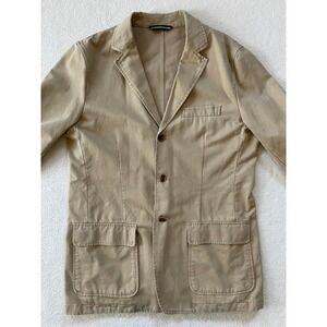 VTG J.Crew Broken-In Chino Blazer Mens LT Khaki Tan Cotton Sport Coat 71642 FA05